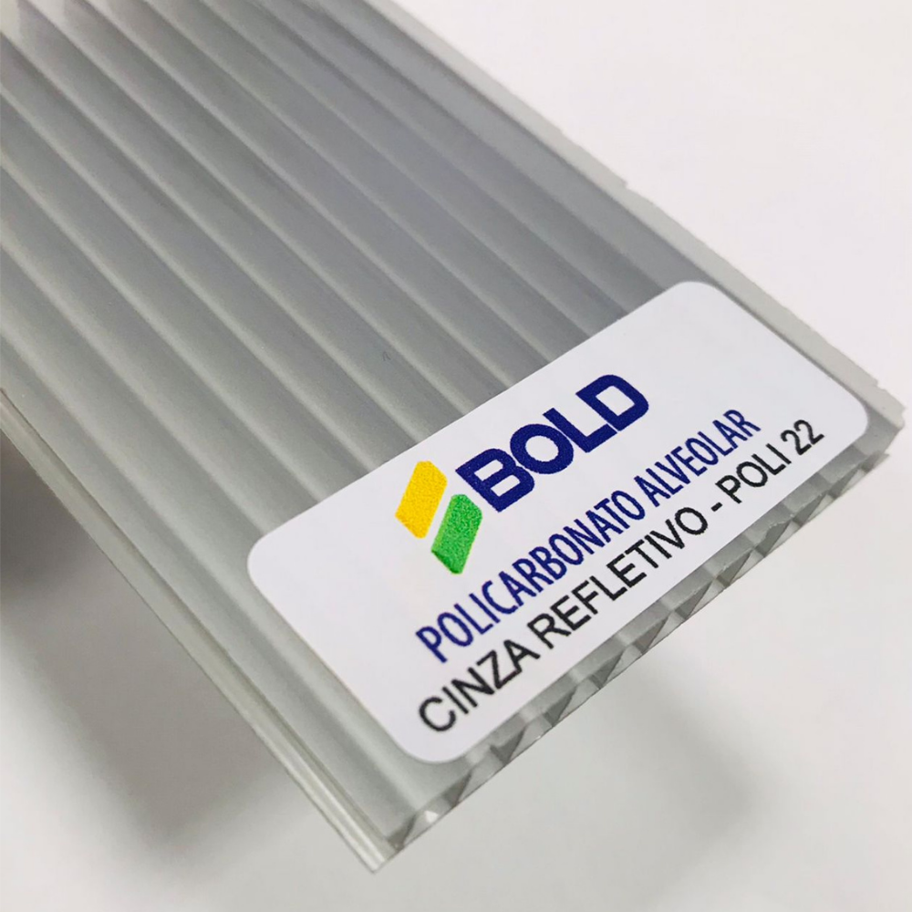 CHAPA DE POLICARBONATO  ALVEOLAR REFLETIVO  CINZA 1050X6000X10MM, , large